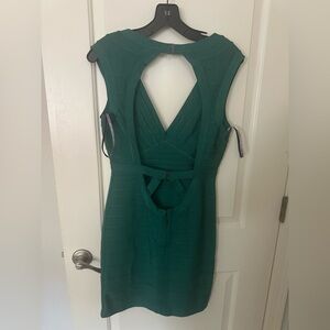 Herve Leger Teal Backless Dress